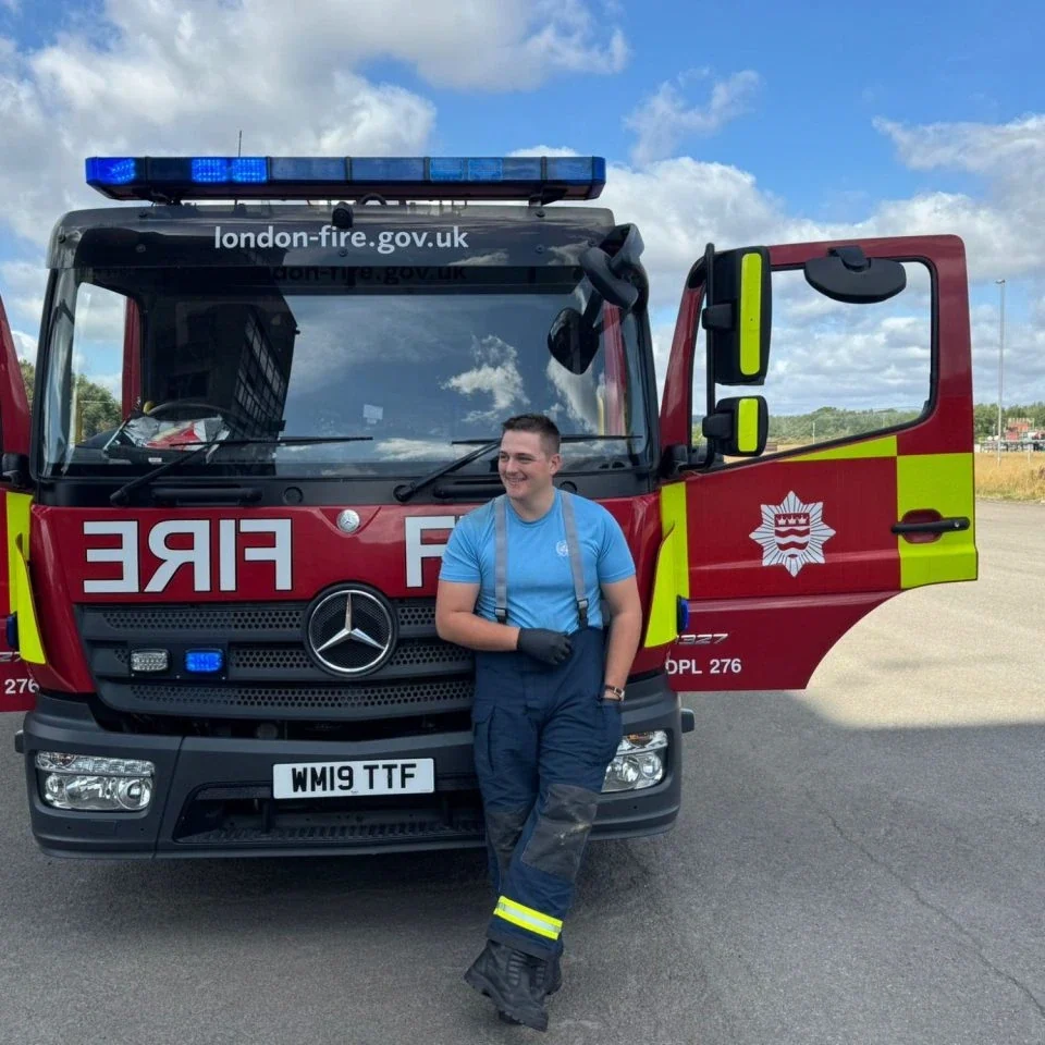 Firefighter Matty serving as a firefighter, bringing real emergency response experience to Health and Safety consultancy